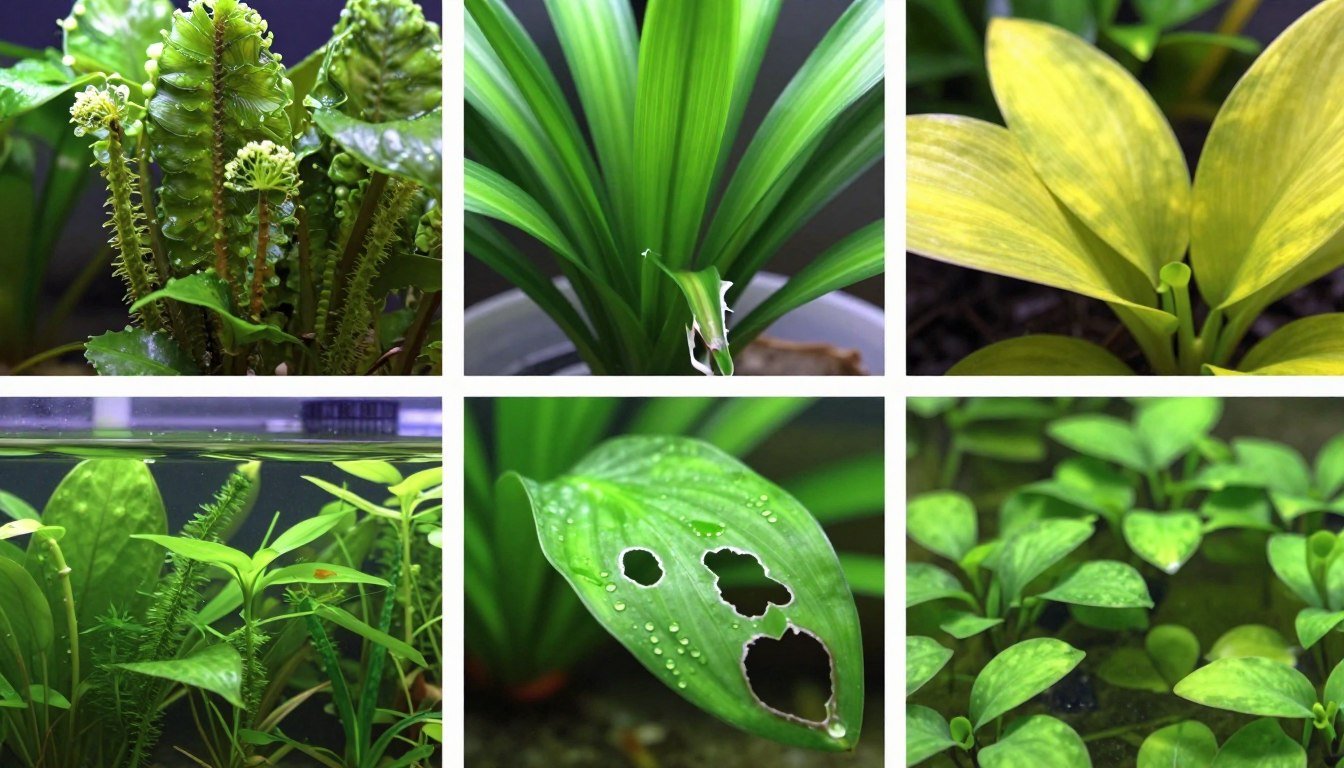 Common aquarium plant problems with visual examples
